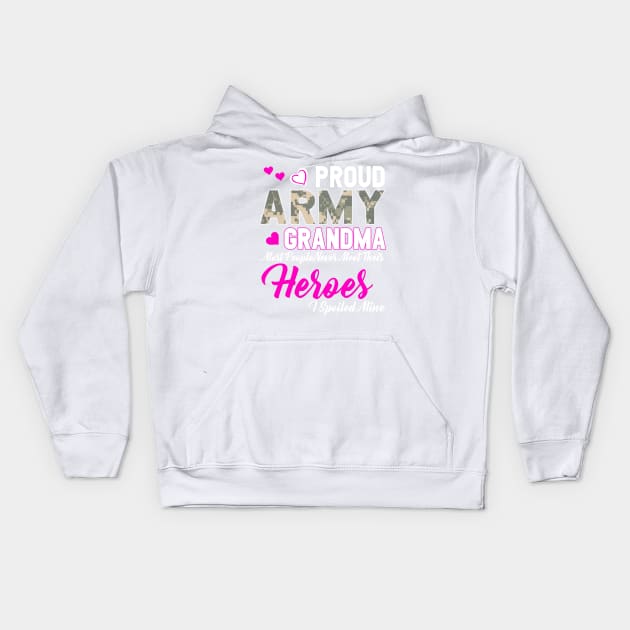 Proud Army Grandma Kids Hoodie by Otis Patrick